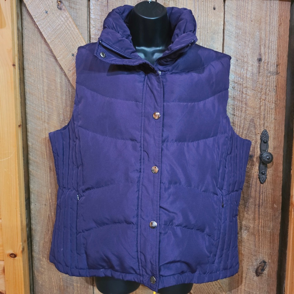 Kenneth Cole Reaction Purple Puffer Vest Quilted Full Zip & Snap Front
